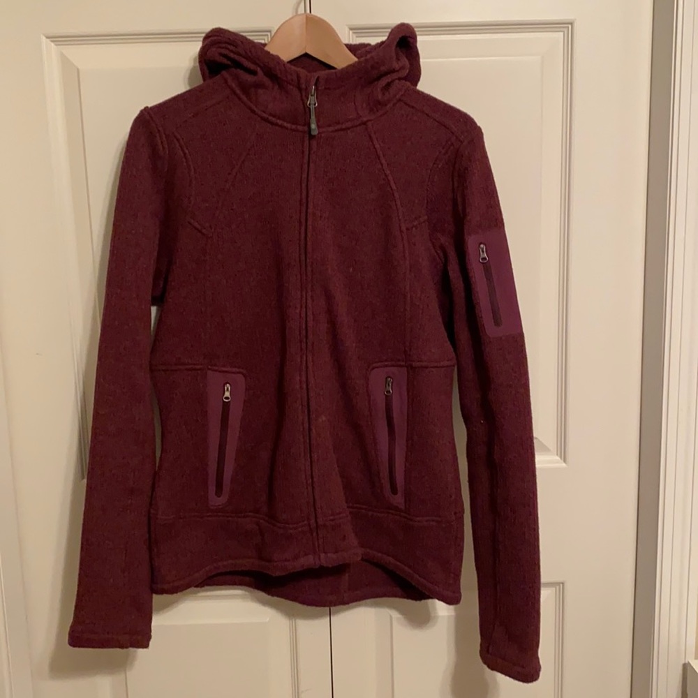 Athleta Maroon Full Zip Hooded Sweater Jacket - Women’s Size L